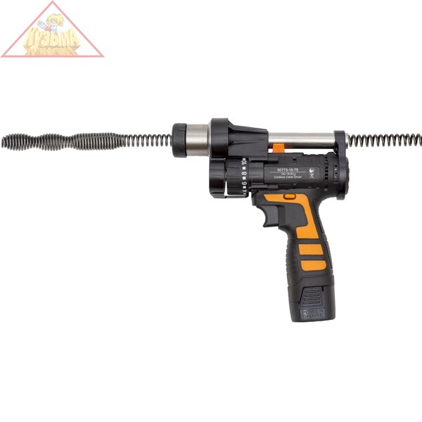 Набор для прочистки канализации с электрическим приводом 16, 8 Вольт, для труб диаметром от 30 до 110 мм (с аккумулятором) CROCODILE, 50773-16-75А