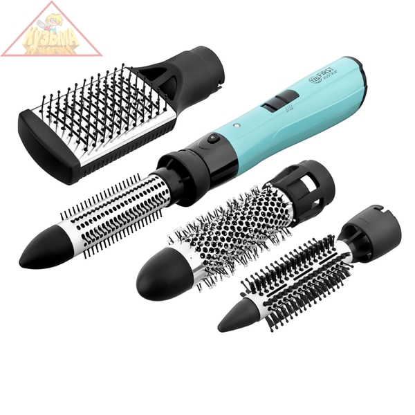 Фен-щетка FIRST Мощность: 1200Вт.2 скорости / 2 уровня нагрева.5 насадок: щипцы для завивки арт.FA-5651-9