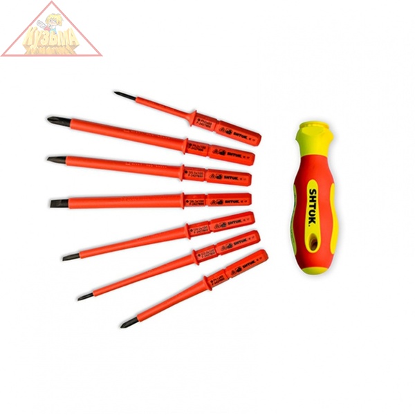 09345 Набор диэлектрических отверток со сменными вставками 7+1 в кофре, SHTOK.
