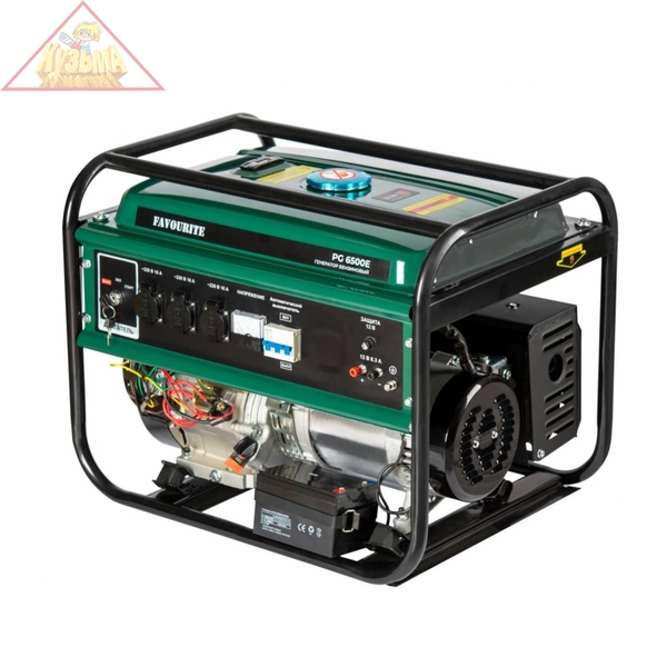 Генератор бензиновый 6/6,5 кВт, 13 л.с., 3000 об/мин, 25 л, 389 см3, 438 г/кВтч, электростартер FAVOURITE PG 6500E