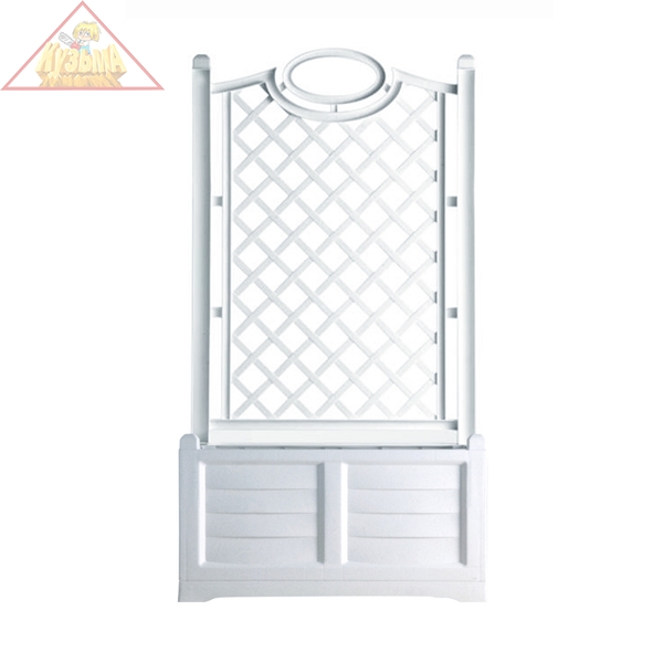 Ящик для цветов Bama Separe 120л на колесах с шпалерой 150см, белый  31981