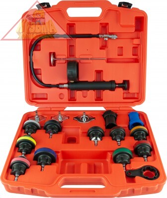 Набор для тестирования герметичности системы охлаждения THORVIK, 18 предметов, арт. RPTS18