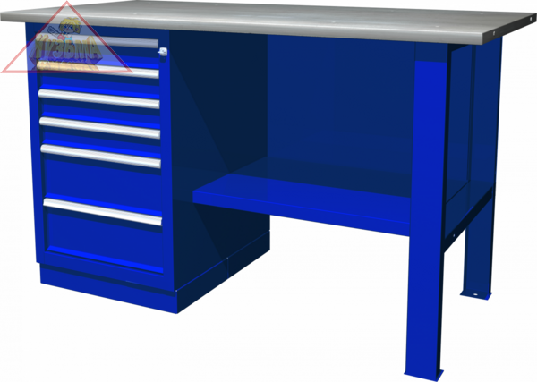 OWB1-60 Верстак с одной тумбой, тумба с 6 ящиками, 1390х686х820 мм.OMBRA