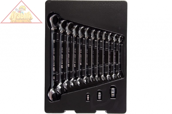 Набор комбинированных ключей с трещоткой KING TONY ложемент, 15 предметов 9-102A15MR