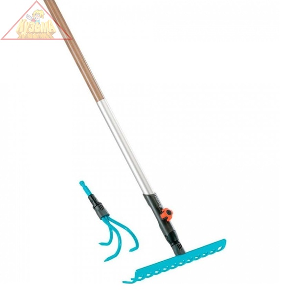 Комплект Gardena : грабли 30 см + рукоятка деревянная 130 см + рыхлитель 9 см, арт. 03004-20.000.00