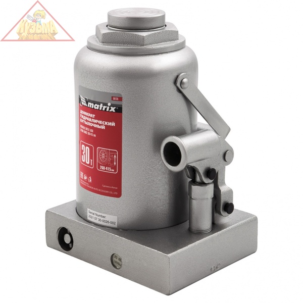 Домкрат гидравлический бутылочный, 30 т, высота подъема 260-415 мм Matrix Master, арт. 50735