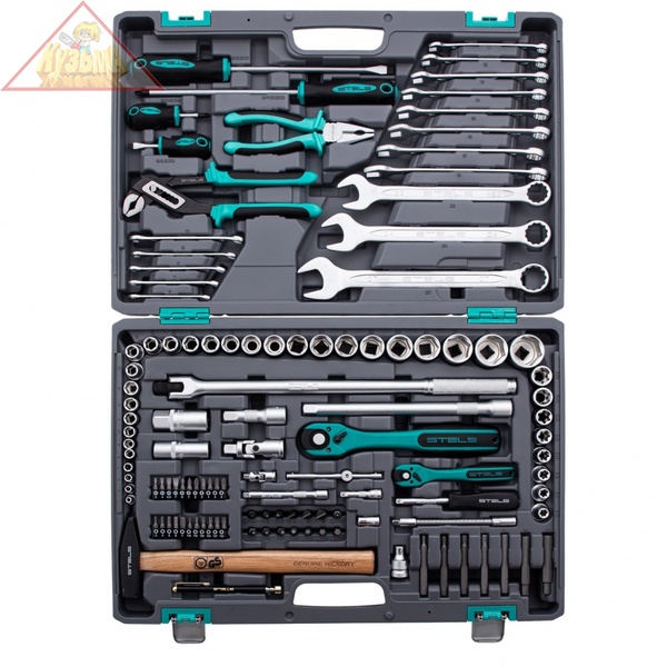 Набор инструмента, 1/4, 1/2, Cr-V, S2, усиленный кейс, 119 предметов Stels (14112)