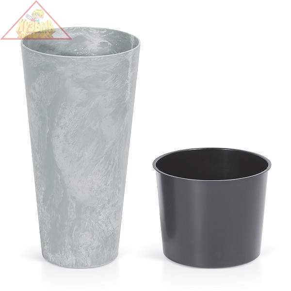 Кашпо для цветов Prosperplast Tubus Slim Beton бетон 2 предмета 15 и 27 л DTUS300E-422U