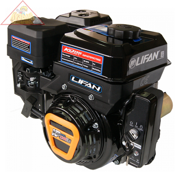 LIFAN KP230E 7А (170F-2ТD-7А) (8.0 л.с., 4-хтактный, одноцилиндровый, с воздушным охлаждением, вал 20 мм, объем 223см³, ручной/электрический стартер, катушка 7А, вес 18 кг)