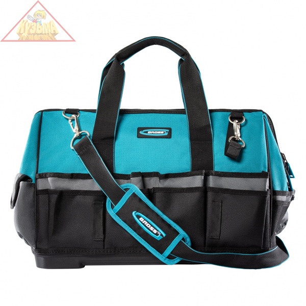 Сумка для инструмента Handwerker, 42 кармана, пластик. дно, наплечный ремень, 475 х 260 х 360 мм GROSS 90273