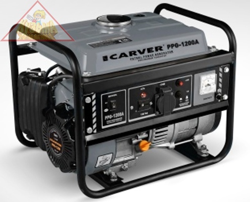 Генератор бенз.  CARVER PPG-1200А (LT-156F, 0,9/1,05кВт, 220В, бак 6 л)