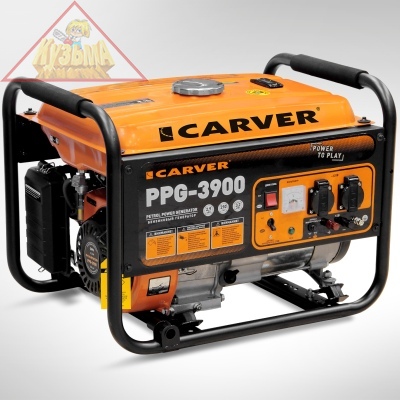 Генератор бенз.  CARVER PPG- 3900 (LT-170F, 2,8/3,0кВт, 220В, бак 15л, обмотка медь)