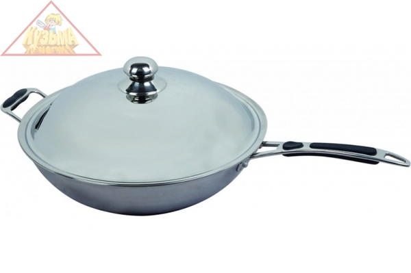 Сковорода Viatto WOK VA-36WP нерж 36см с крышкой арт. VA-36WP