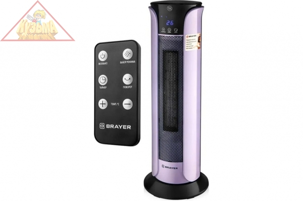 Тепловентилятор BRAYER 2200 Вт, LED-дисплей, пульт ДУ, таймер 12 ч, площадь 20 кв.м., электронное управление, арт. BR4806