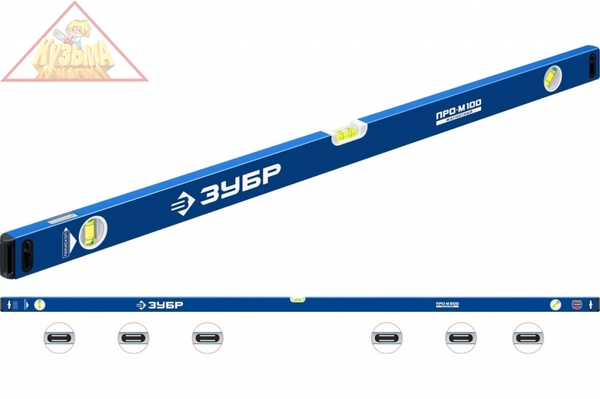 Усиленный магнитный уровень ЗУБР Профессионал-М 2000 мм, с зеркальным глазком 34589-200_z01