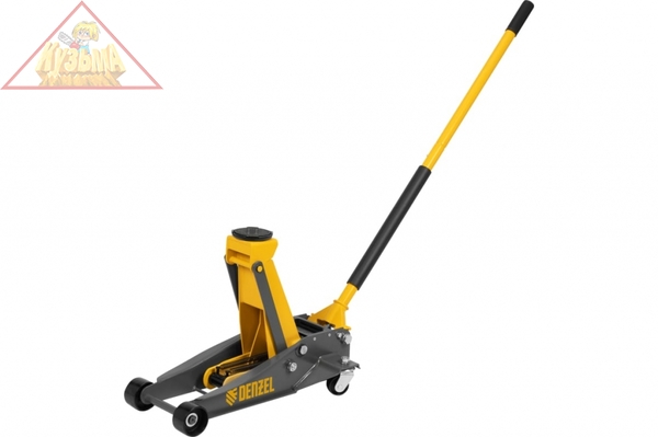 Домкрат гидравлический подкатной Denzel 3 т, 125-470 мм, быстрый подъем, проф 51260