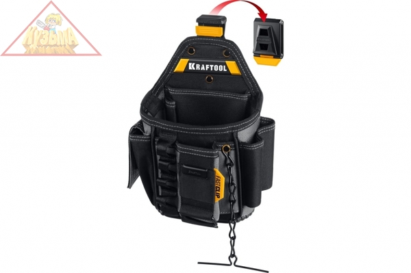 Поясная сумка 280x200 мм с быстросъёмным креплением KRAFTOOL FastClip KP-13E , 13 карманов и петель, 38772