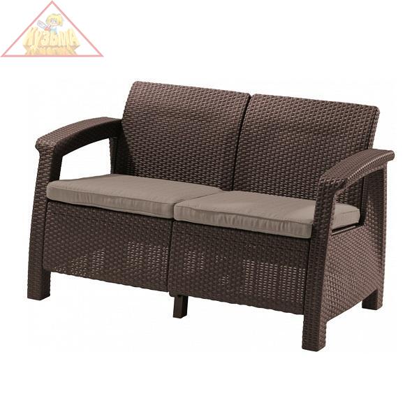 Диван пластиковый Keter CORFU LOVE SEAT, коричневый (17197359), арт. 223214