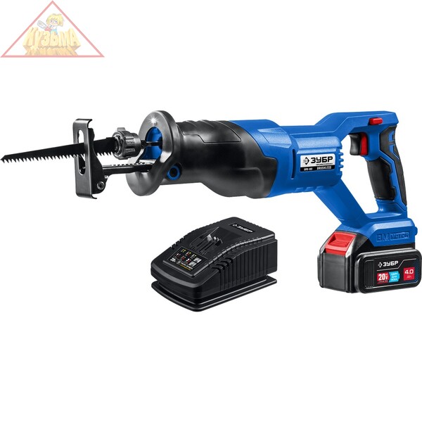 Бесщеточная пила сабельная, 1 АКБ (4 Ач) Зубр серия "ПРОФЕССИОНАЛ",  SPB-180-41