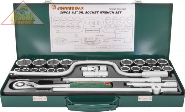 Набор торцевых головок (1/2"DR; 12-34 мм; 26 предметов) Jonnesway S04H4726S