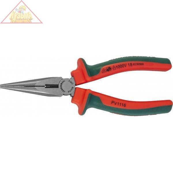 Длинногубцы диэлектрические прямые с двухкомпонентными рукоятками, 160 мм Jonnesway PV1116