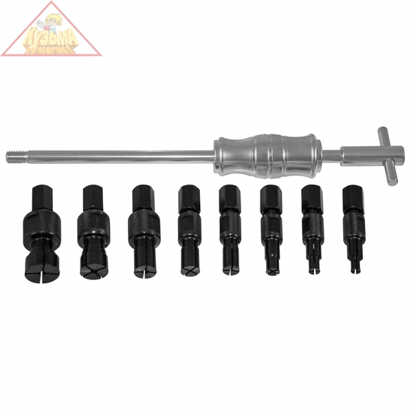 Съемник подшипников с цанговыми захватами за внутреннюю обойму и обратным молотком в наборе, диапазон захватов 8-30 мм Jonnesway AE310082