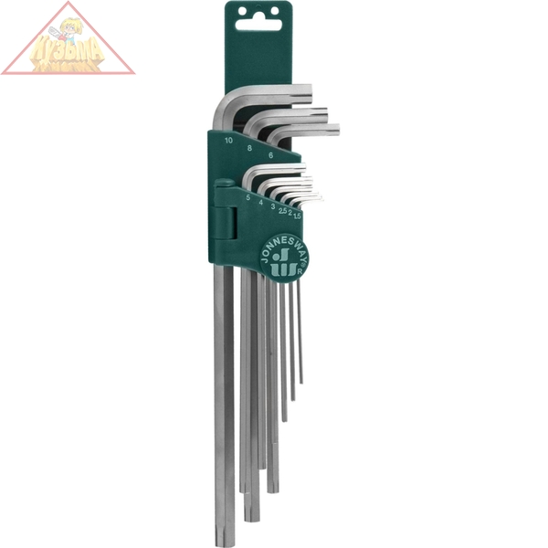 Набор ключей торцевых шестигранных удлиненных для изношенного крепежа H1.5-10, 9 предметов Jonnesway H22S109S