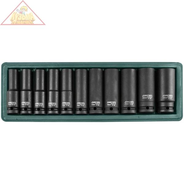 Набор головок торцевых ударных глубоких 1/2"DR, 10-24 мм, 11 предметов Jonnesway 03AD4111S