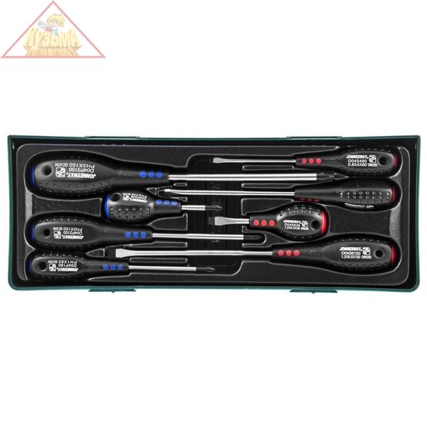 Набор отверток стержневых FULL STAR в ложементе, 8 предметов Jonnesway D04PP08SP