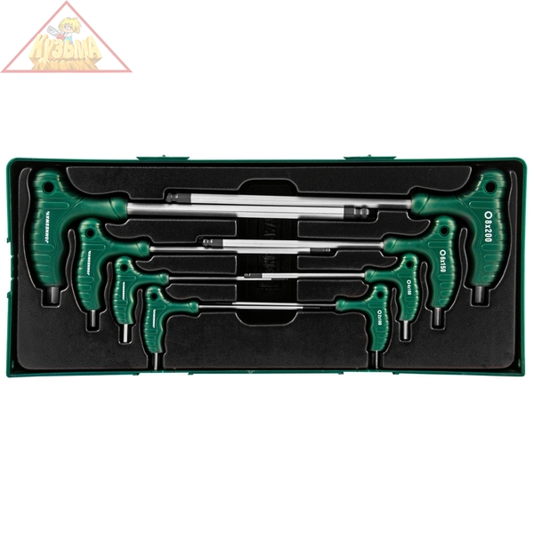 Комплект угловых шестигранников двусторонних с шаром 2-10 мм, 8 предметов (ложементы) Jonnesway H10MB08SP