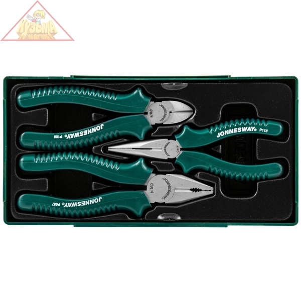 Набор шарнирно-губцевого инструмента в ложементе с пластиковой крышкой, 3 предмета Jonnesway P0813SC