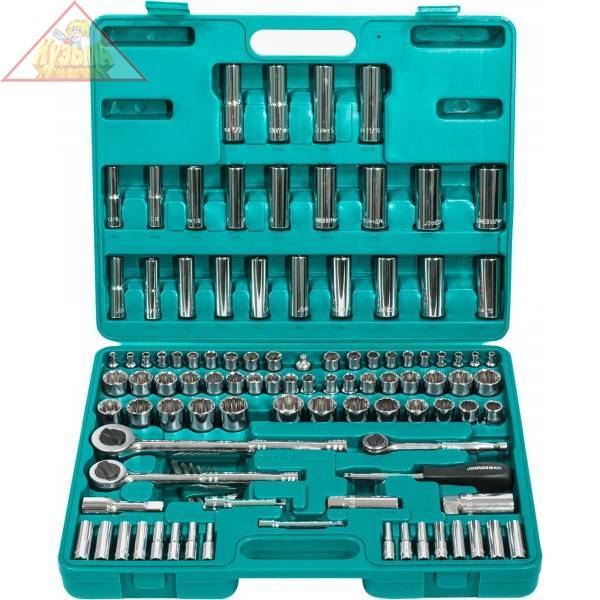 Набор инструмента универсальный 1/4", 3/8" и 1/2"DR, 107 предметов Jonnesway S05H48107S