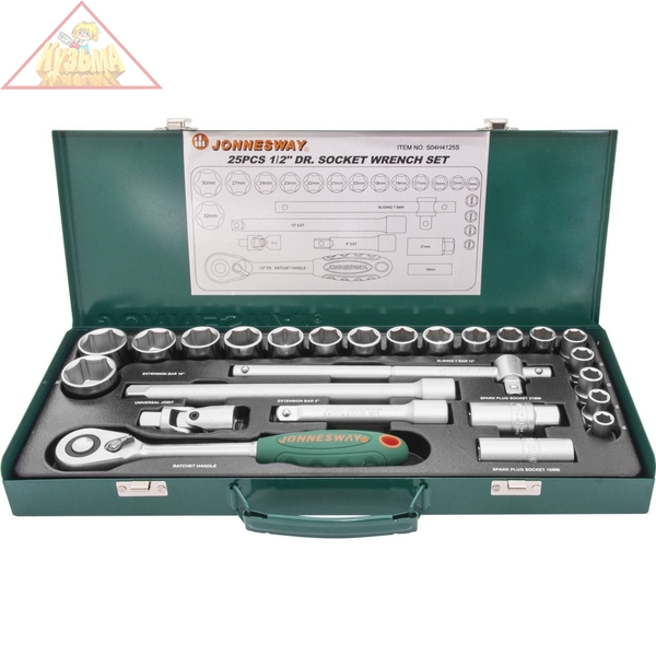 Набор головок торцевых 1/2"DR, 10-32 мм, 25 предметов Jonnesway S04H4125S