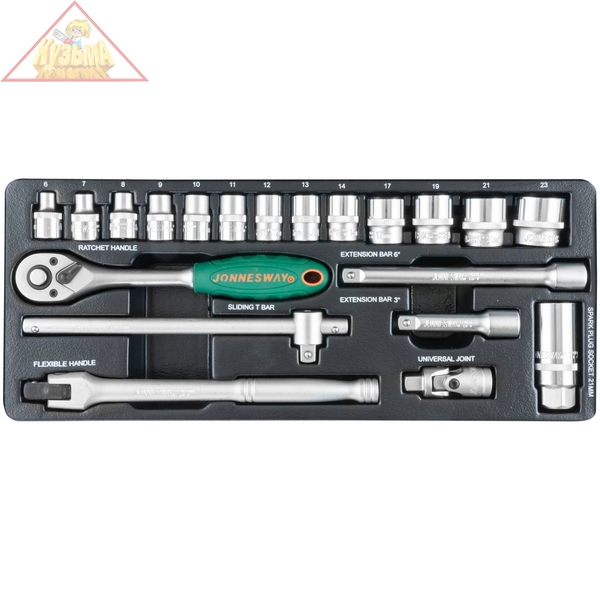 Набор головок торцевых 3/8"DR, 6-23 мм, 20 предметов Jonnesway S04H3120S