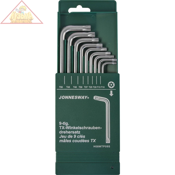 Набор ключей торцевых TORX® с центрированным штифтом Т10-50, 9 предметов Jonnesway H08MTP09S