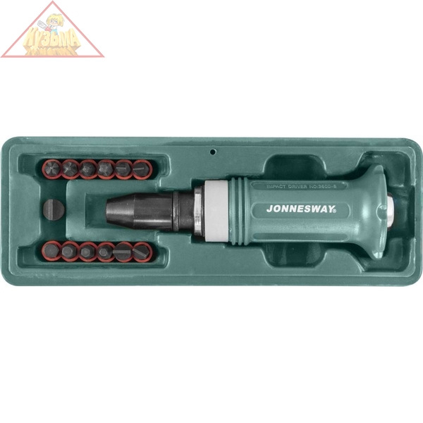 Ударная отвертка SL 5,6,8,10,12мм PH# 1,2,3,4 Hex 4,5,6,8, 14 предметов Jonnesway AG010138