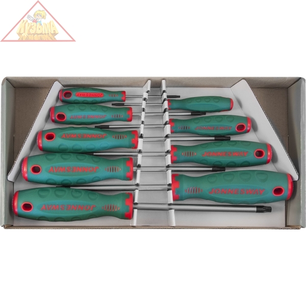 Набор отверток стержневых TORX® ANTI-SLIP GRIP, 9 предметов Jonnesway D71T109S