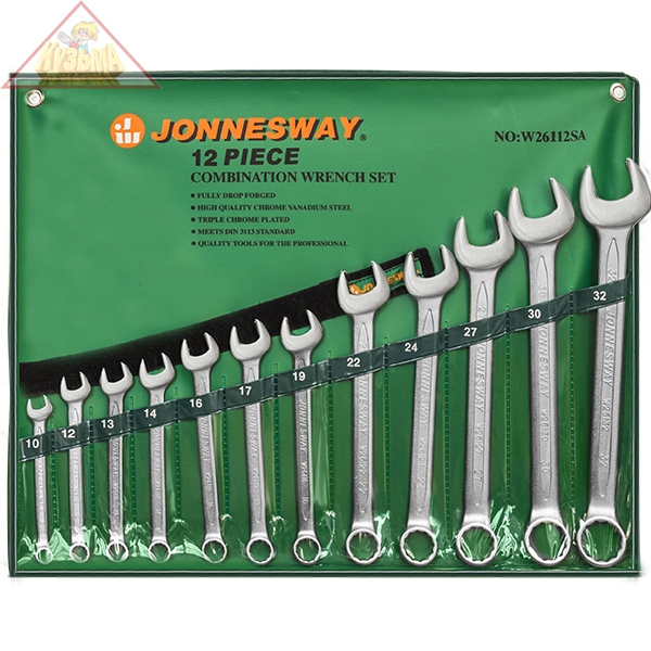 Набор ключей гаечных комбинированных в сумке, 10-32 мм, 12 предметов Jonnesway W26112SA