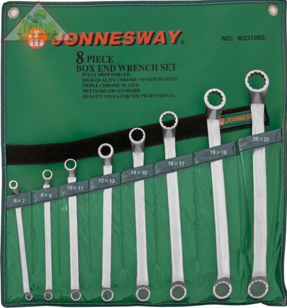 Набор ключей гаечных накидных изогнутых 75° в сумке, 6-22 мм, 8 предметов Jonnesway W23108S