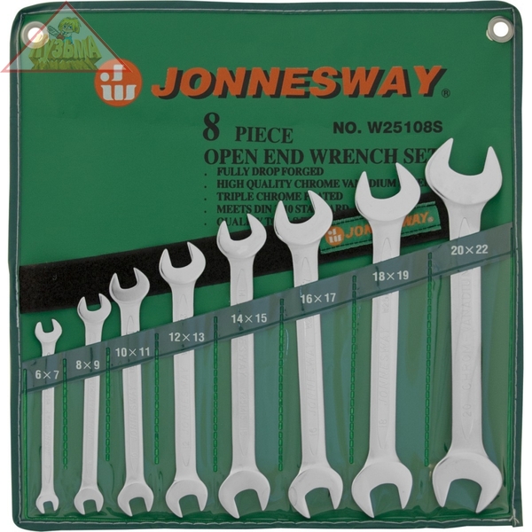 Набор ключей гаечных рожковых в сумке, 6-22 мм, 8 предметов Jonnesway W25108S