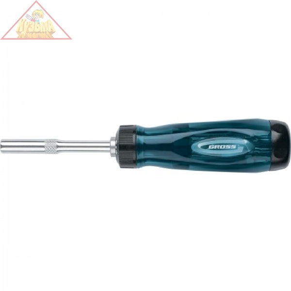 Отвертка реверсивная с удлинителем, трещотка 72 зуба, 12 шт, сталь S2 GROSS, арт. 11603