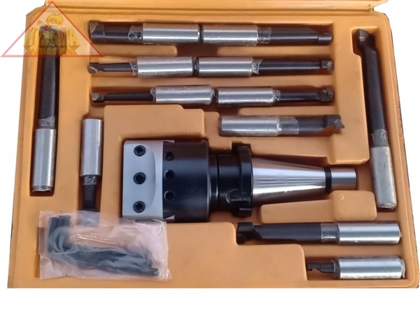 Расточная головка конус ISO40 stalex (с набором расточных резцов из 12 шт.), арт. 251021