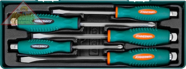 Набор отверток стержневых ударных, силовых под ключ, в ложементе, 5 предметов Jonnesway арт. D70105SP 
