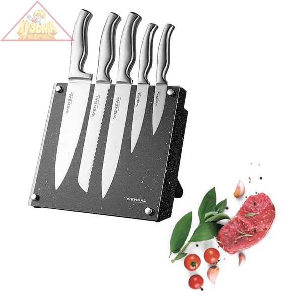 Набор из 5 ножей на подставке Farouche 2003VS Vensal. Материал нерж сталь 3Cr13,ручка-сталь арт. VS2003