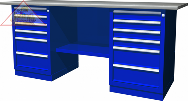 OWB2-55 Верстак с двумя тумбами, тумбы по 5 ящиков, 1900х686х820 мм.OMBRA