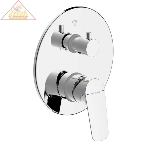 Смеситель для ванны с душем Bravat Rhein PB8429564CP-2-ENG 2-функциональный (без внутренней части)