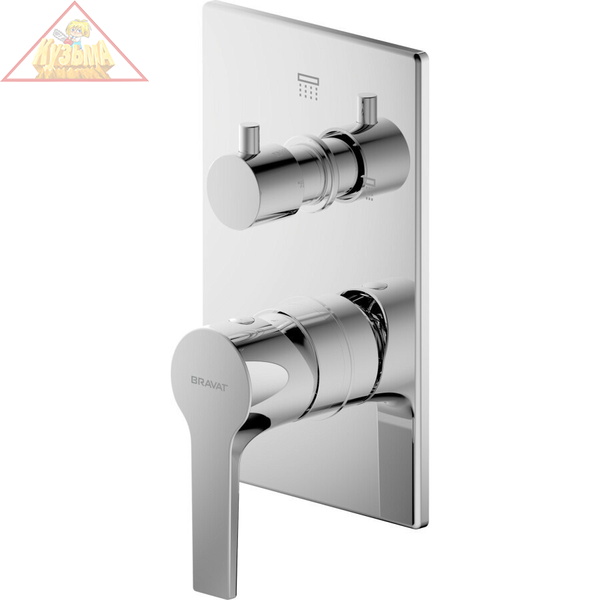 Смеситель встраиваемый в стену для ванны с душем Bravat Prolate P69219CP-2-ENG