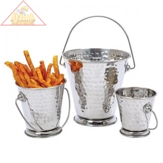 Ведро для закусок 90х60 мм 350 мл нержавеющая сталь рельеф VIATTO BKT9WOHM