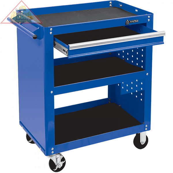 Тележка открытая "Оптима", 3 полки и ящик, синяя Мастак 520-01580MB