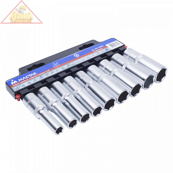 Набор торцевых глубоких головок 1/2", 10-22 мм, 9 предметов МАСТАК 001-4009H